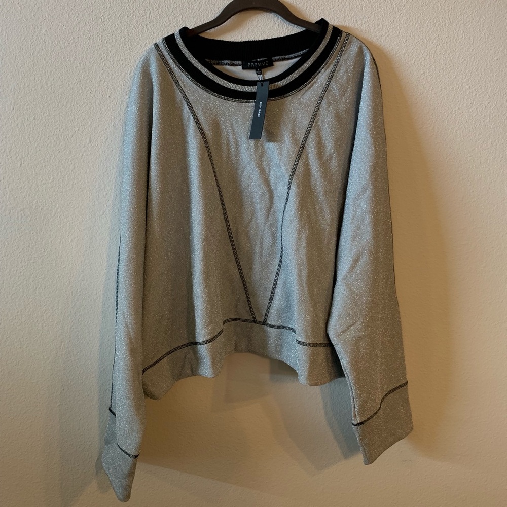 Premme Cropped Silver Metallic Sweatshirt - Size 5